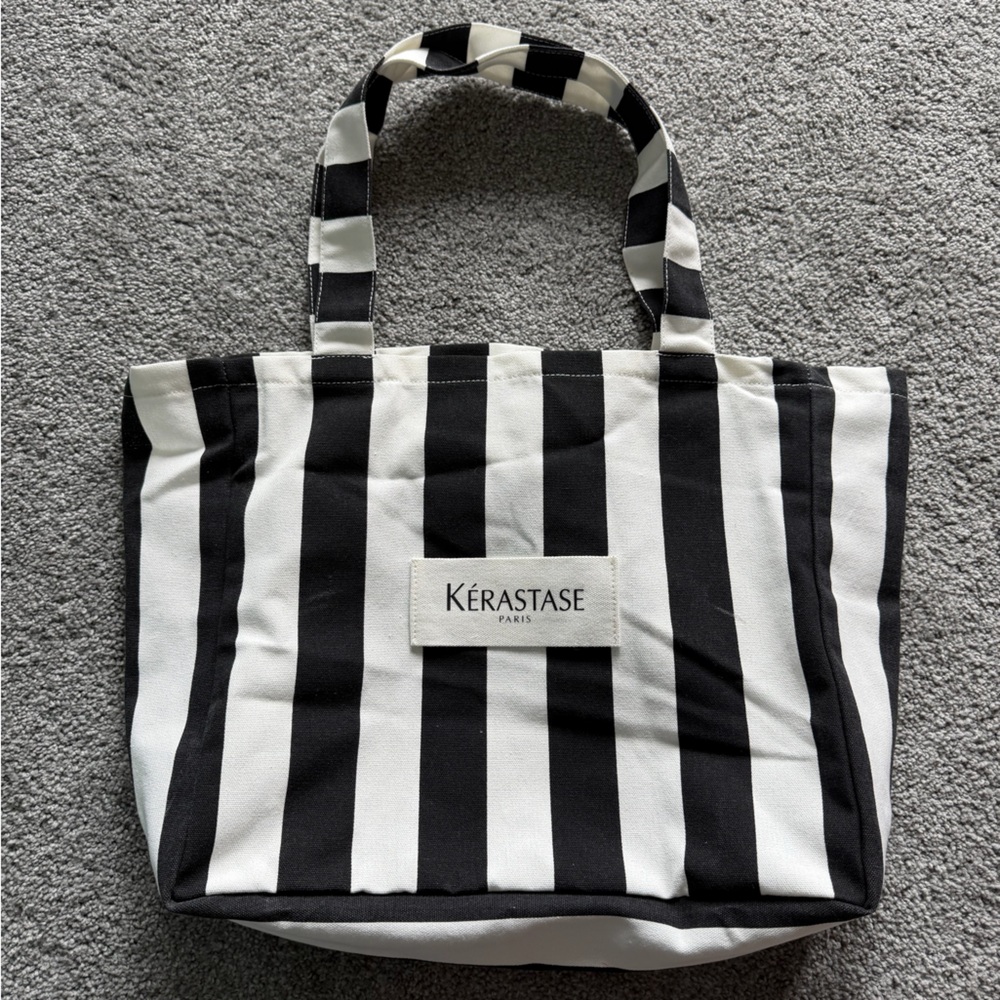 Kerastase Paris Black White Stripe Tote Bag Salon Beauty Travel Shoulder Bag - Picture 2 of 5